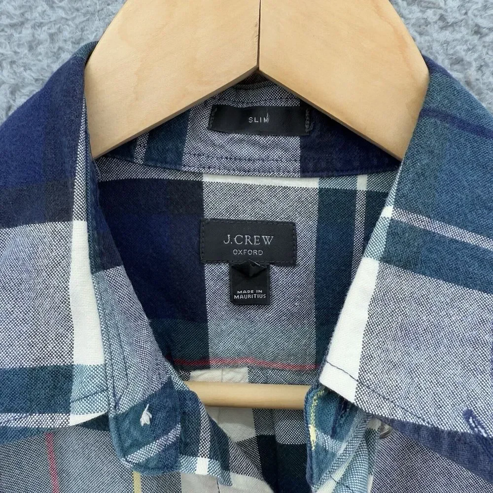 J Crew All‎ Oxford Cotton Blue Plaid Button Up Shirt Mens Sz S Slim Fit Preppy